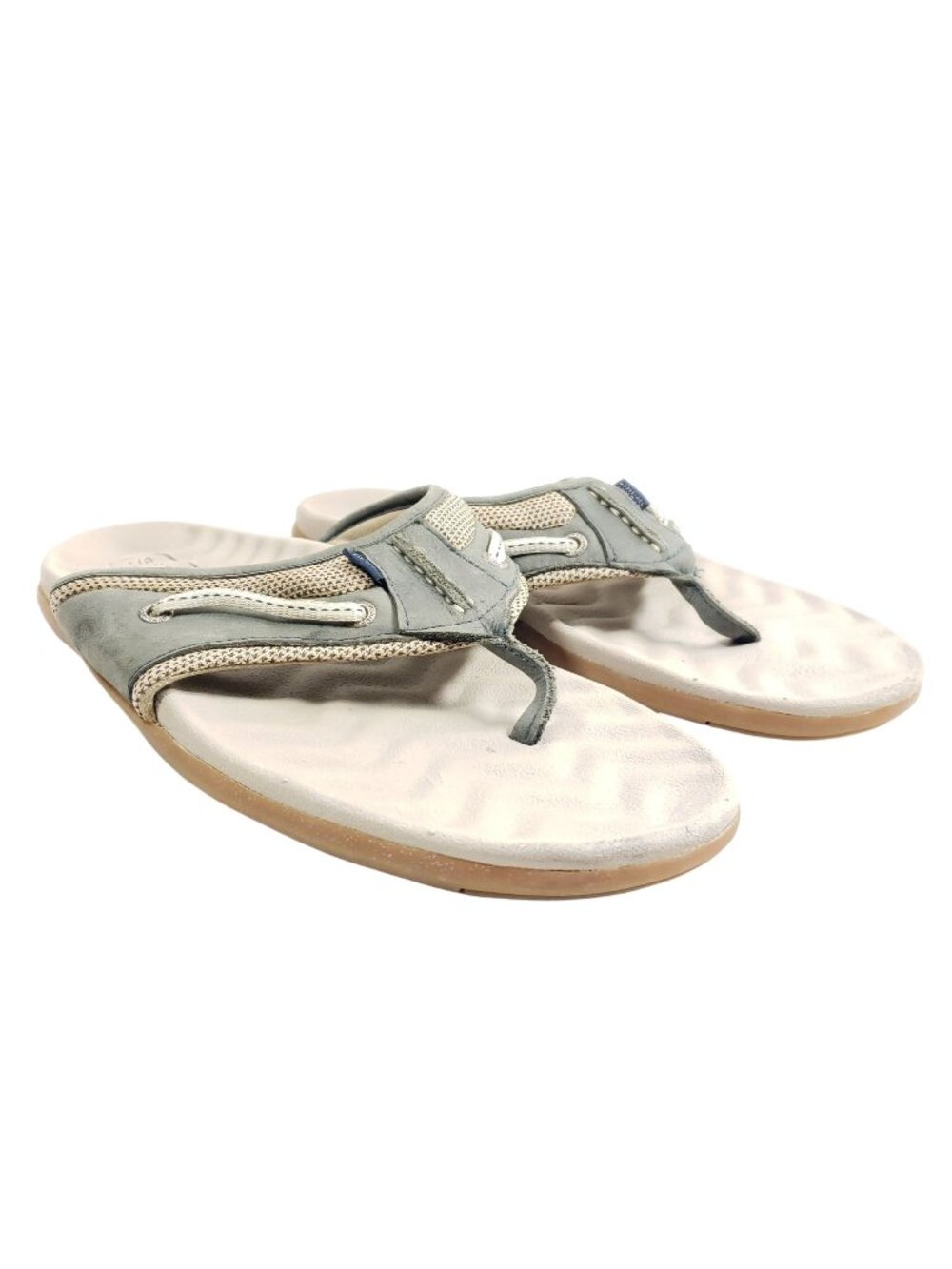 Sperry Mens Size 11 Gray Leather Flip Flop Sandals Non-Slip Sole